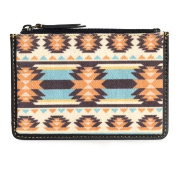 NEW MyRa BaG Tribal credit Card holder Leather blue gift yellow blue black - Picture 1 of 5